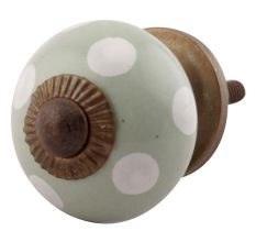Sage Green Dotted Small Ceramic Cabinet Knobs Online
